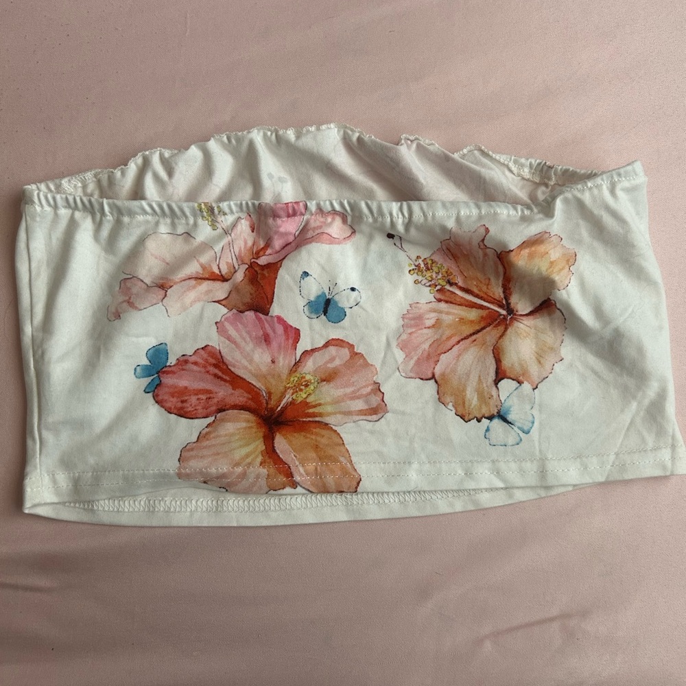 Floral Print White Skirt